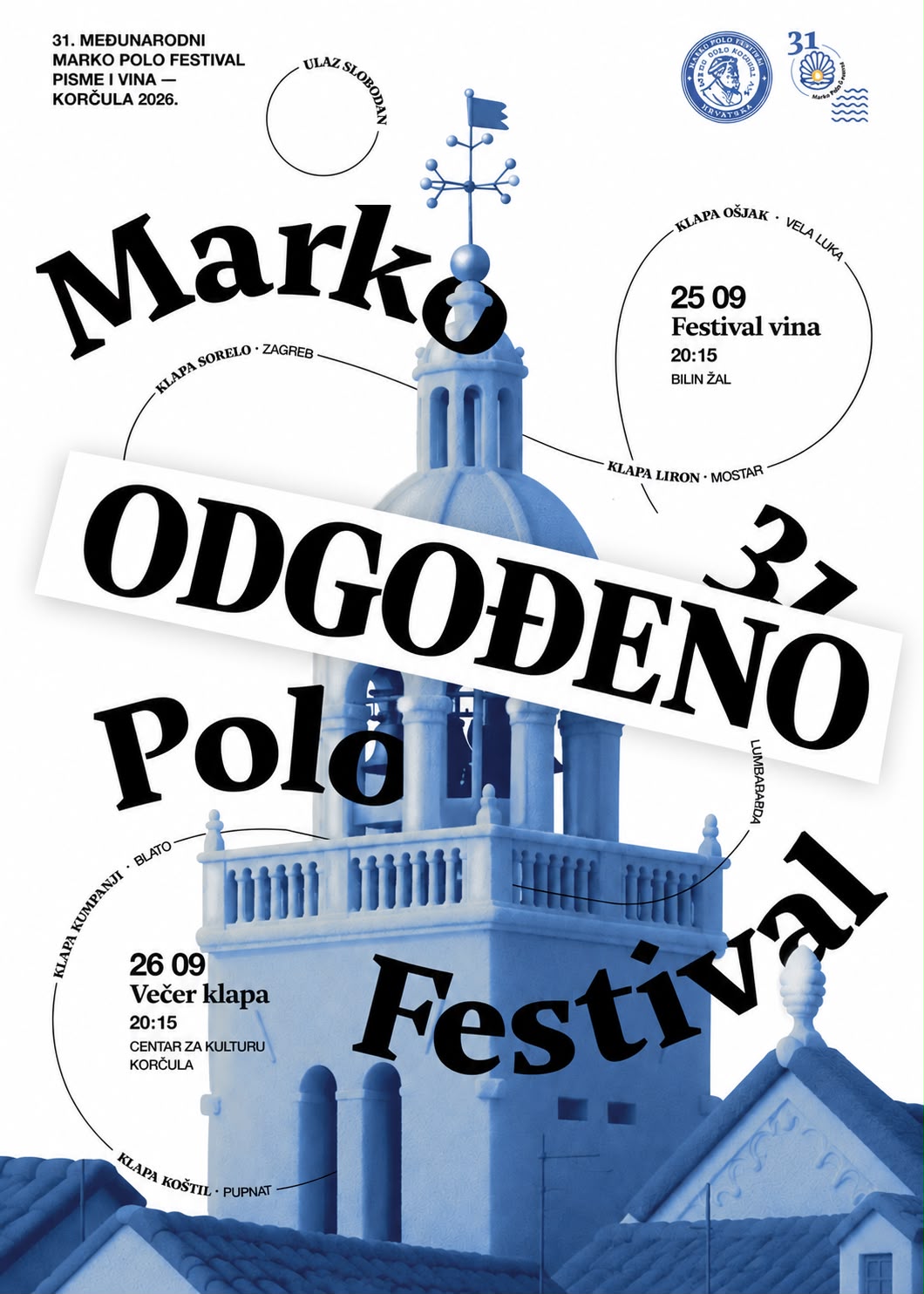Plakat 31. Marko Polo Festivala s trakom ODGOĐENO